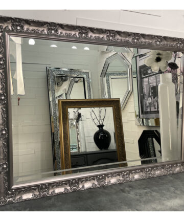 (101cm x 71cm) Pewter Gunmetal French Mirror Framed Decorative Rococo Ornate Framed Wall Mirror OPERA - Choice of Size - Premium Quality - Fabulous Mirrors