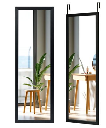 120 x 37cm Full Length Mirror Over the Door Wall Mirror w/ Hanging Hooks