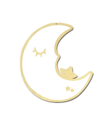1pc Wooden Acrylic Moon Shape Hanging Mirror Lovely Art Decorative Makeup Dressing Mirror Children Room Home Ornaments Decor