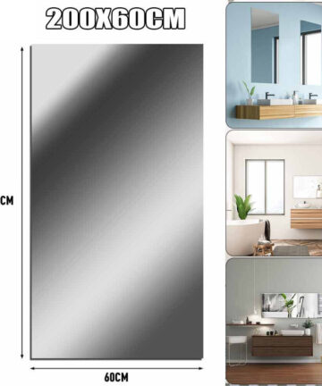 200 x 60cm Mirror Wall Sticker Roll Self Adhesive Stick Room Film Decor Bathroom