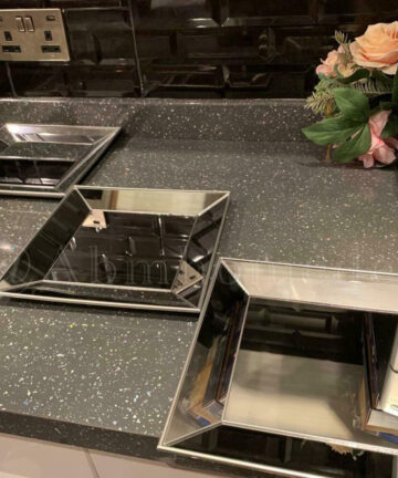 25 cm Set of 3 Contemporary Square Silver mirror Decorative Wall Bevelled Mirror