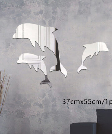 3D Mirror Wall Dolphin Sticker DIY Room Decor Acrylic Mirror Sticker Room Bedroom Kids Decorative Stickers Gift