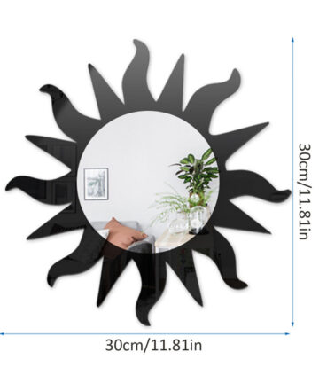 3D Sun Shape Mirror Acrylics Self-adhesive Wall Mirror Sticker HD Glass Soft Mirror Wall Sticker Home Living Room Wall Decor
