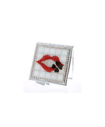 4 Colors Mini Folding Portable make-up Cosmetic beauty makeup compact pocket mirror,bling crystal rhinestone sexy red lip flower