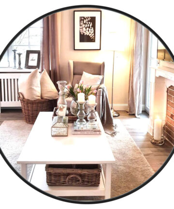 (40CM) Dripex Round Wall Mirror: Stylish Home Decor,Black