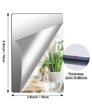 4pcs Acrylic Mirror Sheets Flexible Non Glass Mirror Tiles with 16pcs Self Adhesive Stickers for Home Wall Decor