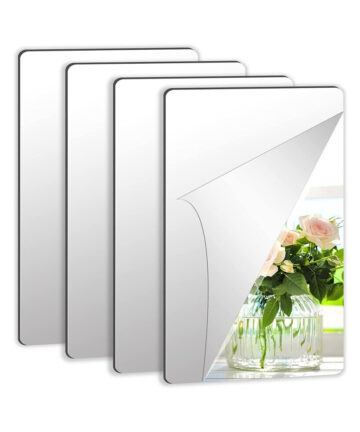 4pcs Acrylic Mirror Sheets Flexible Non Glass with 16pcs Self Adhesive Stickers