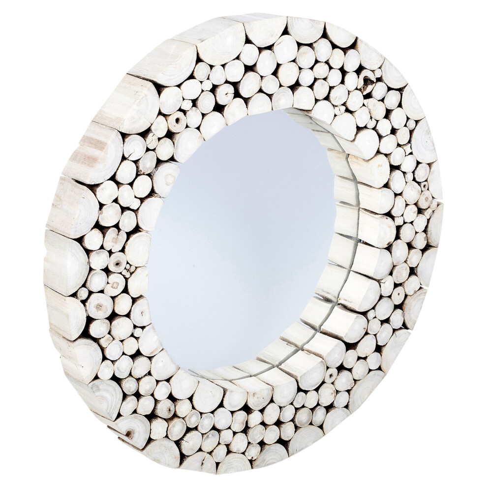 (50cm Round Bamboo) Wood Teak Bamboo Framed Mirror Hallway Room Home