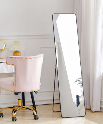 (50cm W x 160cm H) Modern Rectangular Metal Full Length Mirror Black