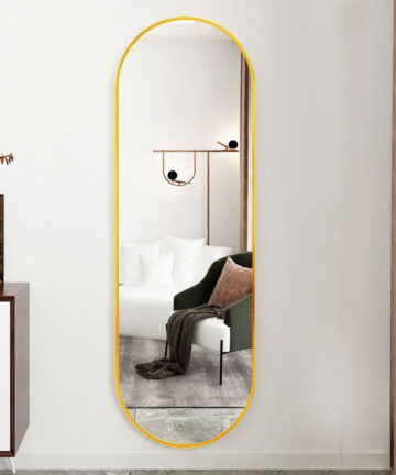 (50x160cm, Gold) Modern Oval Metal Frame Full Length Wall Mirror