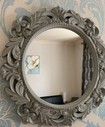 51CM RUSTIC GREY ORNATE ROUND WALL MIRROR ROUND FILIGREE GIRLS ROOM WALL MIRROR