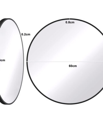 (60CM) Dripex Round Wall Mirror: Stylish Home Decor,Black