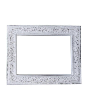 75 x 60 cm Wooden Frame Wall Mounted Mirror Bevelled Carved [White]