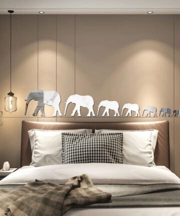 7pcs Elephant Animal Boho Decor Mirror Sticker Decorative Mirrors Irregular Plastic Floor Mirror Bathroom Decor Bedroom Acrylic