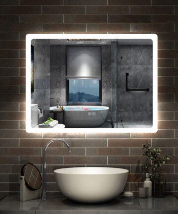 (800x600mm) Bathroom Wall Mirror with Light Bluetooth Dimmable