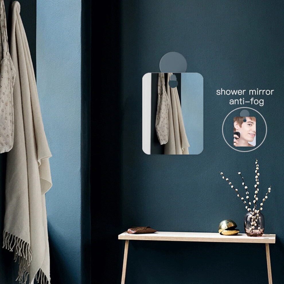 Acrylic Anti Fog Shower Mirror Powerful Sucker Anti-Fog Portable Travel Makeup Mirror Handheld Bathroom Wall Mirror Room Decor