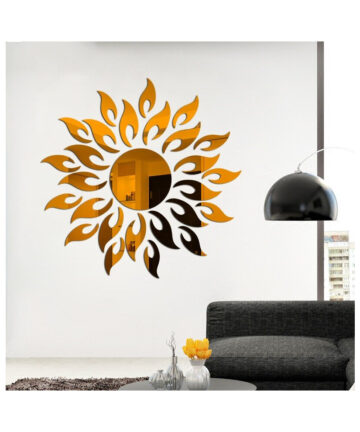 Acrylic Mirror Wall Sticker 3D Sun Flower Flame Decorative Stickers Mural Art Decal Wall Decor Living Room Bedroom Decoration