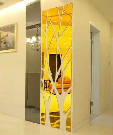 Acrylic Mirror Wall Stickers Tree Home Decor Silver Sticker Most Modern Home Living Room Bedroom Decoration
