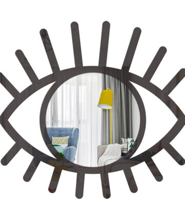 Acrylic Mirrors - Eye Shape Phase Mirror Wall-Mounted Mirror Wall Mirror Decor Wooden Bohemian Wall Decor For Living Room Bed