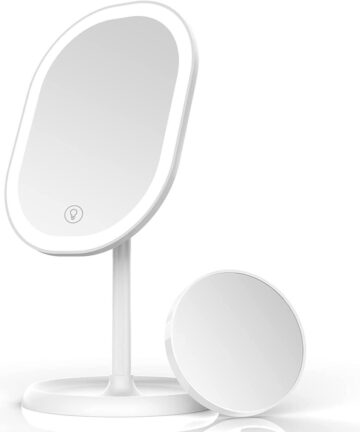 Aidodo Makeup Mirror with LED Lights, Portable and USB Rechargeable Professional Makeup Mirror, Touch Screen Switch, 180 Degree Rotation for Bedroom M
