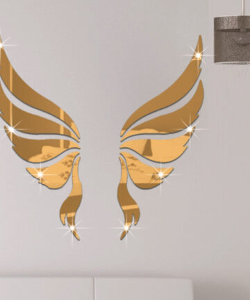 Angel wings Mirror Wall Sticker 3D TV Background Stickers DIY Wall Decor Decal Stickers Art Mural bedroom Bath Room Decoration