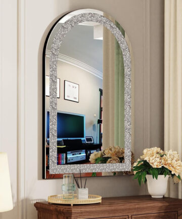 Arched-frame Crystal Crush Diamond Wall Mirror Accent Mirror