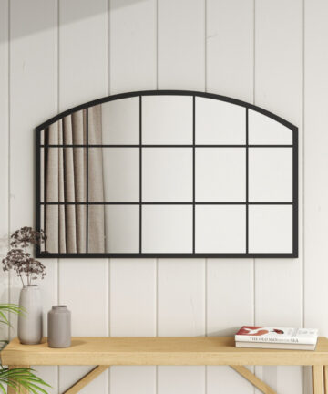 Arched Modern Black Framed Wall Mirror
