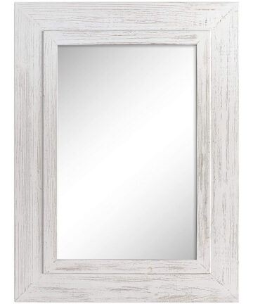 Barnyard Designs 61cm x 81.5cm Decorative Whitewashed Wood Frame Wall Mirror, Large Rustic Farmhouse Mirror Decor, Vertical or Horizontal Hanging, For