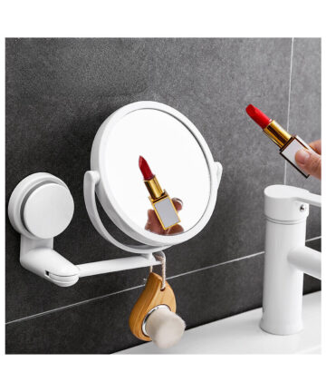 Bathroom Hole-free Folding Round Makeup Mirror Wall-mounted Rotating Double-sided Magnifying Beauty Mirror Dressing Mirror