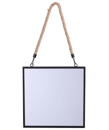 (Black) 30x30cm Gold Black Edge Square Hanging Wall Mirror