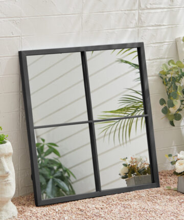 (Black - 60*60*2cm) Classic Window Mirror Metal Framed Wall Mirror