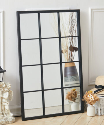 (Black - 60*90*2cm) Classic Window Mirror Metal Framed Wall Mirror