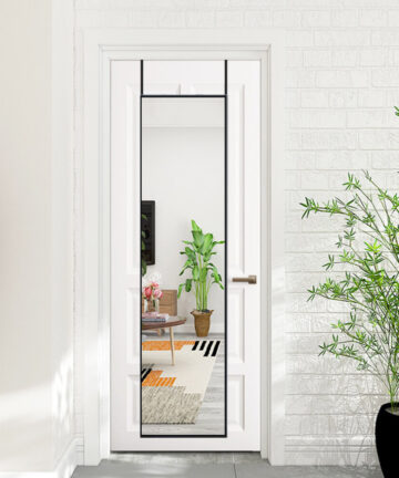 (Black) Rectangular Metal Frame Over the Door Full Length Mirror 37cm W x 147cm H