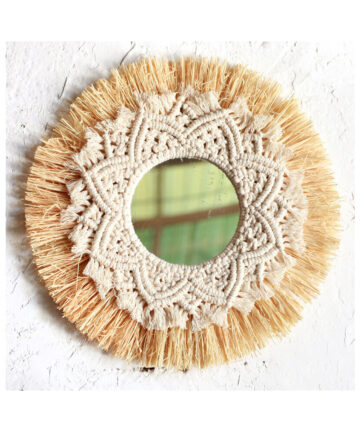 Boho Home Decoration Straw Hand-woven Mirror Tapestry Wall Decoration Home Decoration Wall Mirrors Bedroom Macrame