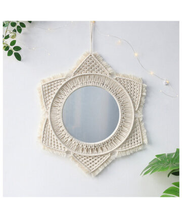 Boho Macrame Wall Hanging Tapestry Bohemian Decor Macrame Tassel Mirror Girls Nursery Room Decoration Ornament