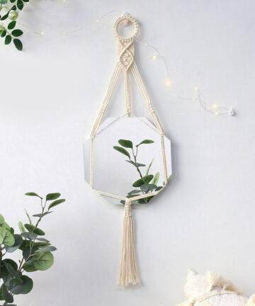 Boho Weave Hanging Wall Mirror For Home Bedroom Deco Tassel Round Macrame Wall Mirrors Tapestry Living Room Decorative