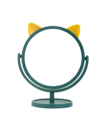 Cartoon cat ear desktop makeup mirror dormitory can be rotated desktop small makeup mirror student HD small mirror