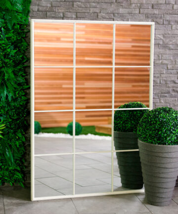 Charles Bentley Large Industrial Garden Window Mirror Accessory Feature L130 x D2.5 x W95cm Antique White