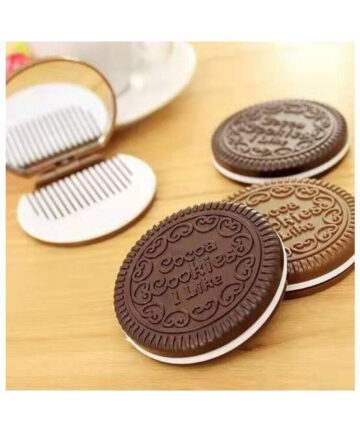 Chocolate Sandwich Cookies Makeup Mirror Princess Portable Portable Dressing Mirror Folding Round Mirror