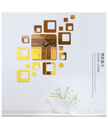 Creative Mirror Square Clocks Removable Modern 3D Mirror Acrylic Wall Clock Sticker Vinyl Art DIY Home Decor Acrylic