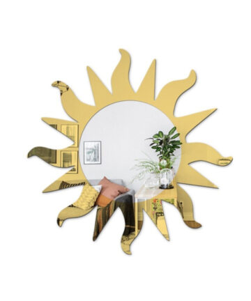 Creative Sun Shaped Acrylic Mirror Wall Stickers DIY Geometric Adhesive Wallpaper Wall Decal Home Living Room Bedroom Mural G99A