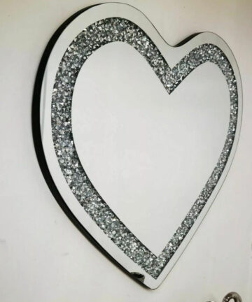 Crushed Diamond Large Heart Shape Mirror For Wall Without LED Home Art