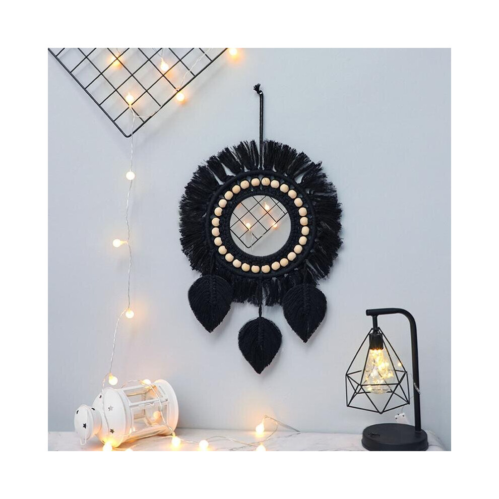 Decor Hanger Mirror Macrame Decorative Wall Mirror For Boho Modern Celestial Phases Decoration Art Wall Decor For Bedroom Living
