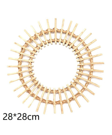 Decor Hanging Mirror Rattan Sunflower Shape Wall Decoration Accessories Mirror Decor Boho Style Dressing Makeup Mirrors