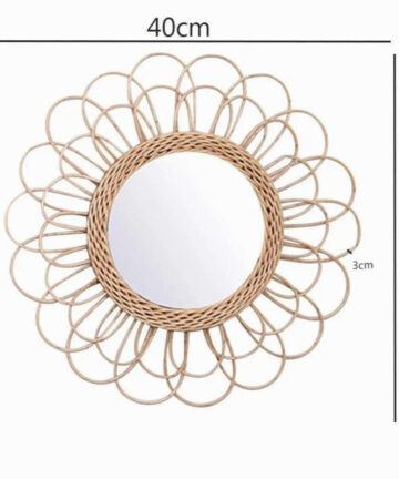Decor Hanging Mirror Rattan Sunflower Shape Wall Decoration Accessories Mirror Decor Boho Style Dressing Makeup Mirrors