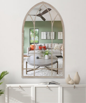 Decorative Metal Arched Garden Window Mirror