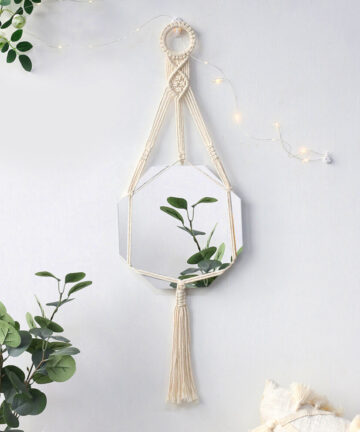 Decorative Mirrors Wall Decor Home Decor for Living Room Irregular Mirror Room Decoration Macrame Boho Mirror Bedroom Decoration