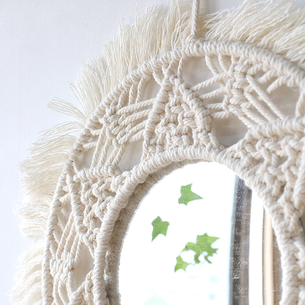 Decorative Mirrors Wall Decor Macrame Round Mirror Boho Home Decor Mirrors for Bedroom Living Room Bathroom Baby Room Decoration