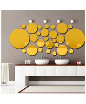 DIY 3D Circles Mirror Wall Sticker Crystal Mural Decal 3D Room Paster Home Decor Living Room Mirrored Decorative Sticker