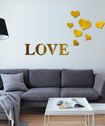 DIY love letter heart pattern background decorative mirror crystal wall decoration living room mural wall decoration